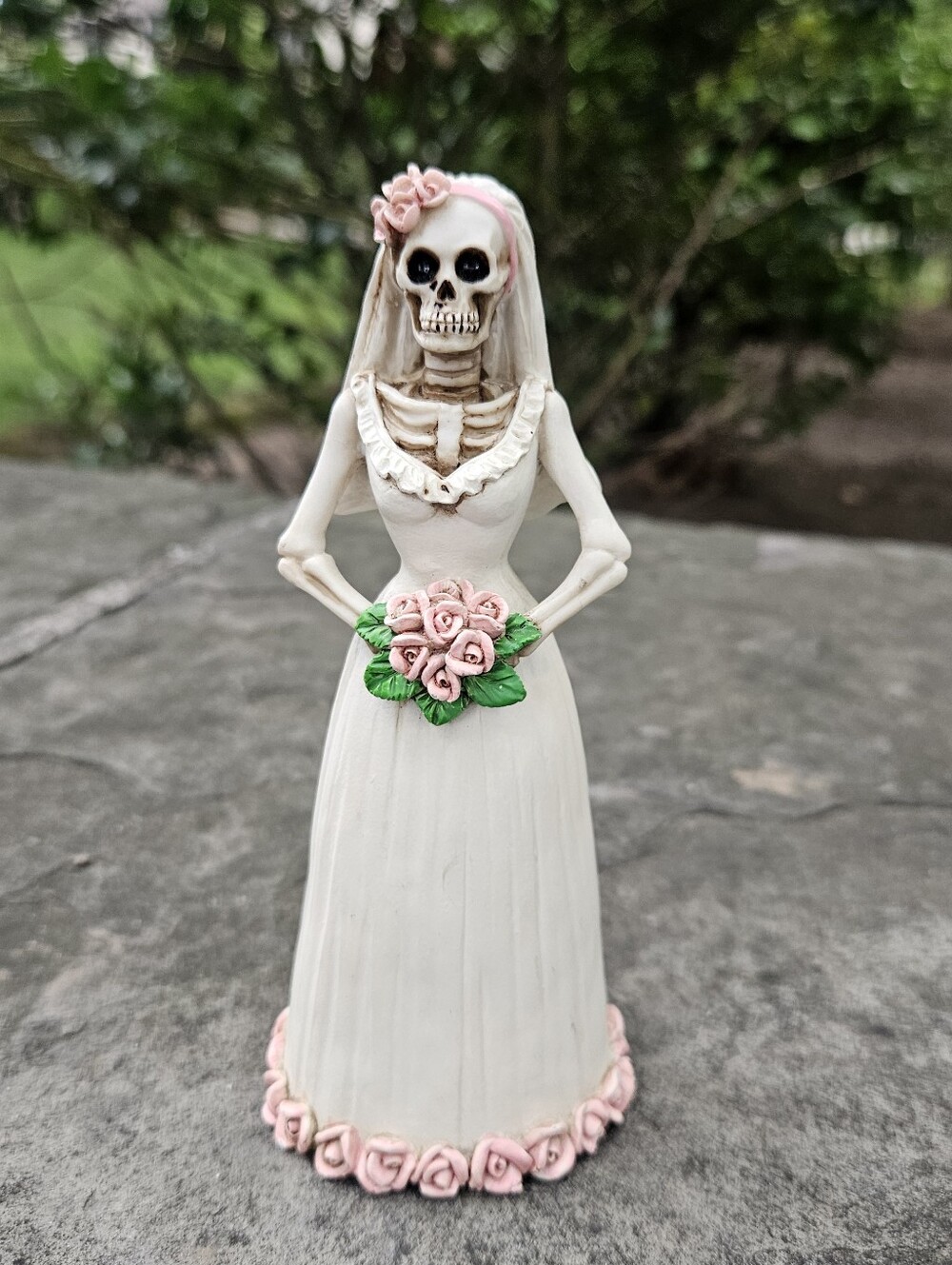 Bridal Skeleton Figurine in White and Pink***PREOWNED